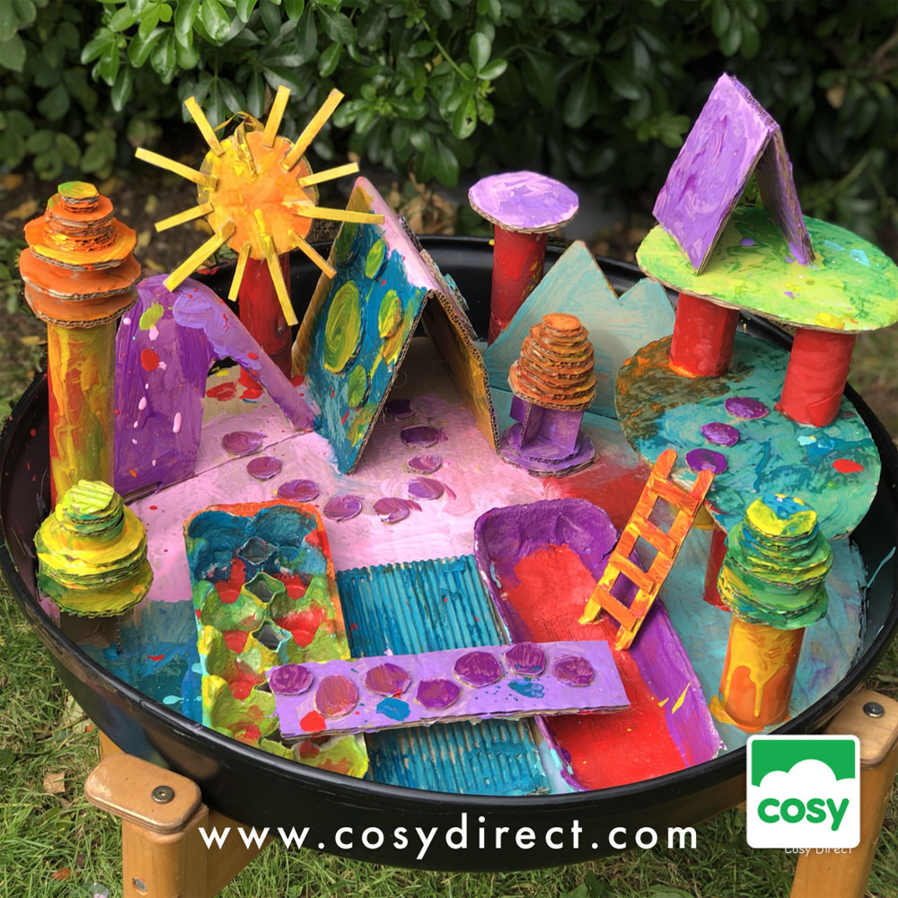 tray play - recycled cardboard world